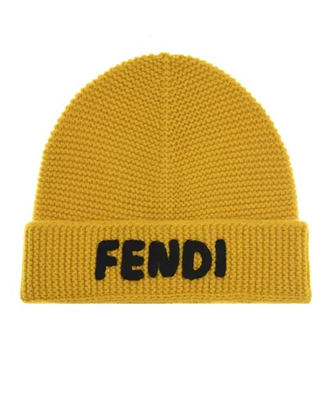 Желтая шапка из шерсти и кашемира Fendi детская