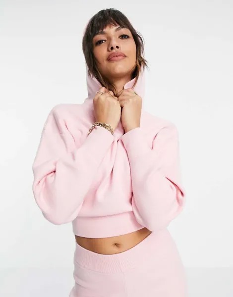 Розовый комбинируемый трикотажный худи премиум-класса для дома ASOS DESIGN-Розовый цвет