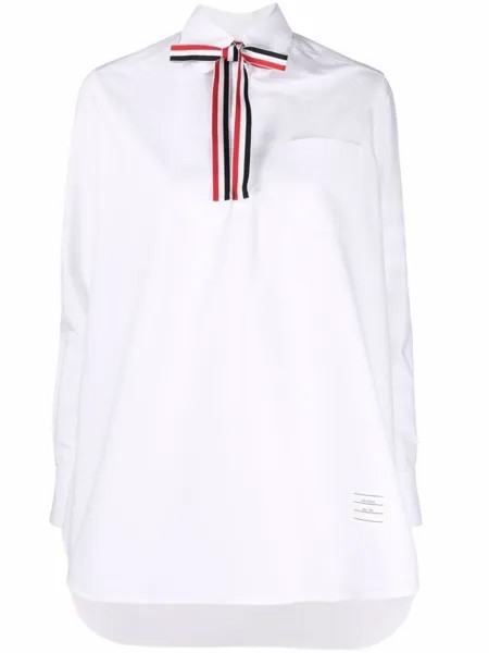 Thom Browne рубашка с бантом в полоску RWB, белый