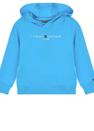 Голубая толстовка-худи с вышивкой Tommy Hilfiger