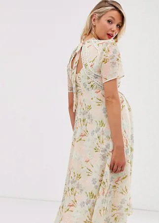 Платье миди с цветочным принтом и завязкой сзади Hope & Ivy Maternity-Оранжевый