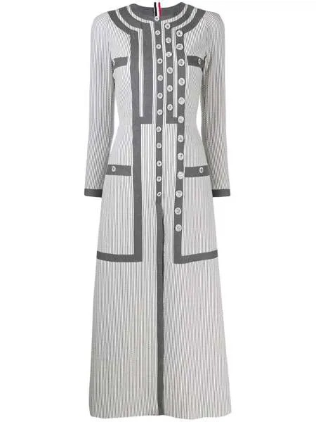 Thom Browne длинное платье из сирсакера