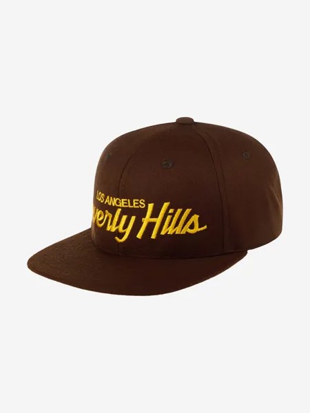 Бейсболка с прямым козырьком HOOD 100-MWL001-CA003-ST Beverly Hills, CA (коричневый), Коричневый