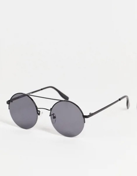 Круглые солнцезащитные очки с двойной надбровной планкой AJ Morgan-Черный