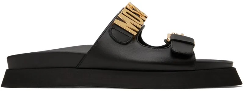 Черные сандалии с логотипом Moschino