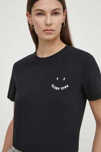 Хлопковая футболка PS Paul Smith, черный