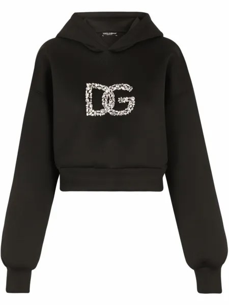Dolce & Gabbana укороченное худи с логотипом DG, черный