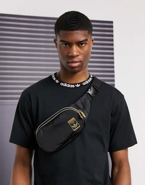 Сумка-кошелек на пояс с золотистым логотипом adidas Originals superstar-Черный