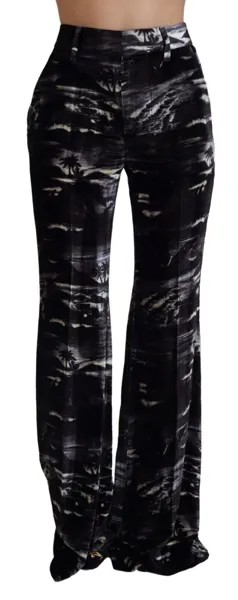 DSQUARED2 Брюки Super Flare Черные брюки с завышенной талией и принтом IT38/US4/XS 1210usd