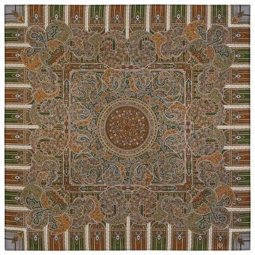 Платок Павловопосадская платочная мануфактура,89х89 см, коричневый, бежевый