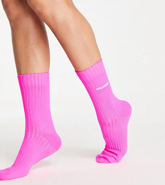 Розовые носки с маленьким логотипом COLLUSION Unisex-Розовый цвет