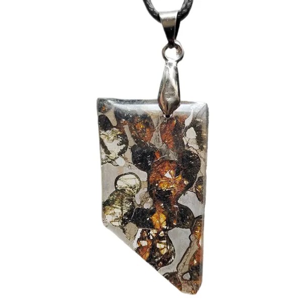 Ожерелье Brenham в виде оливкового метеорита, натуральный материал метеорита, ювелирные изделия для мужчин и женщин