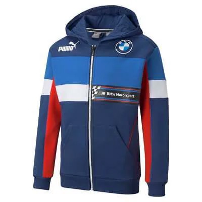 Puma Bmw Mms Sds Куртка с капюшоном для мальчиков Синяя повседневная спортивная верхняя одежда 535071-04