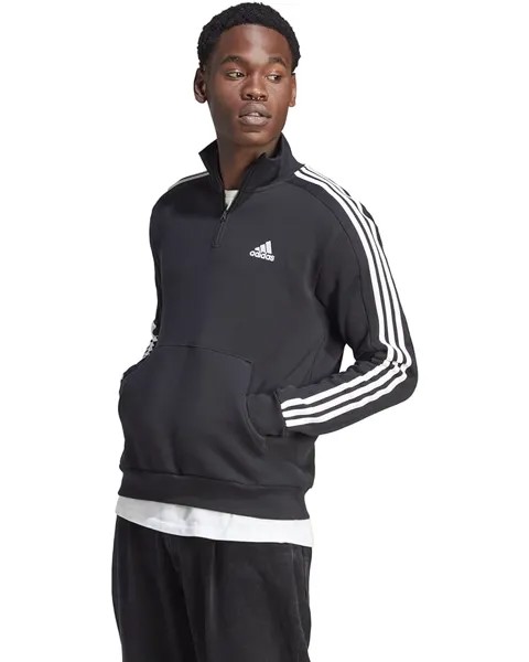 Худи adidas Essentials Fleece 3-Stripes 1/4 Zip, черный