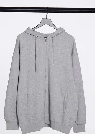 Серое худи в стиле oversized с молнией спереди Daisy Street Plus-Серый