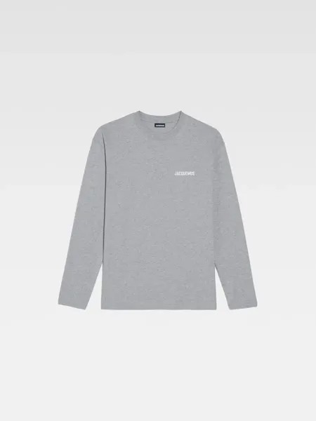Футболка с длинным рукавом и принтом логотипа Le Manches Longues Jacquemus, серый