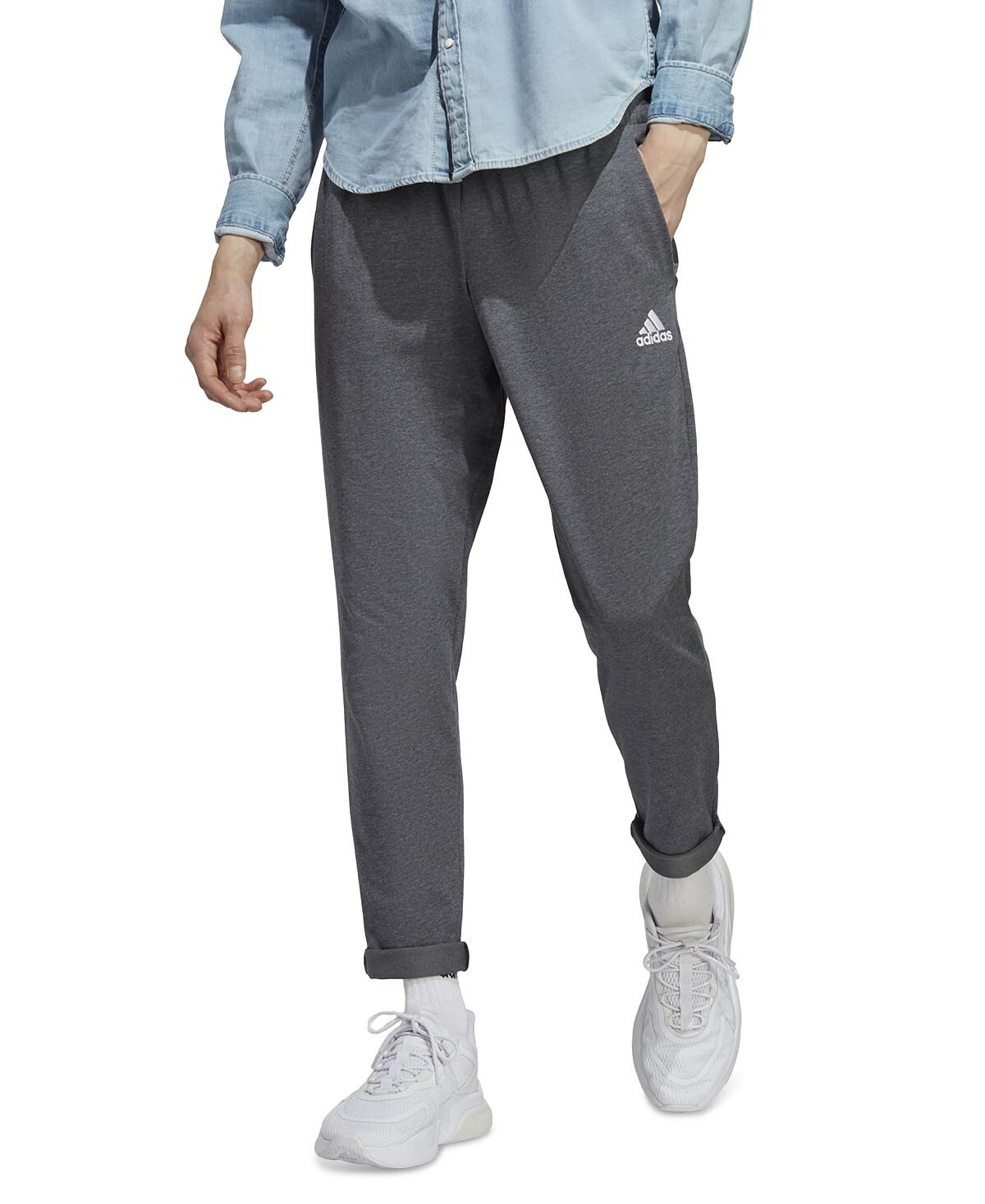Мужские брюки-джоггеры Essentials Performance из одинарного джерси с зауженным верхом и открытым подолом adidas