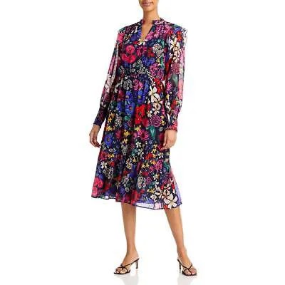 Женское дневное платье миди цвета морской волны с цветочным принтом BHFO 7450