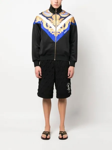 Versace Barocco-print zipped sweatshirt, черный