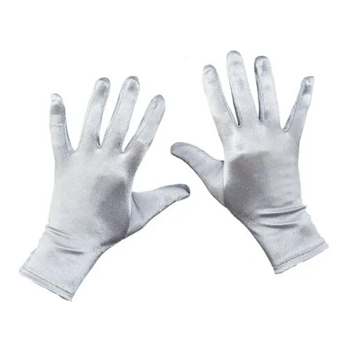 Короткие сатиновые перчатки (серебряные) (8076) взрослые