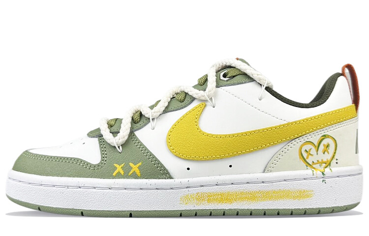 Кроссовки Nike Court Borough Skateboarding Shoes Women's Low-top White/yellow, светло-зеленый