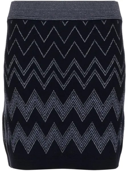 Missoni юбка мини с эффектом металлик и узором зигзаг, синий
