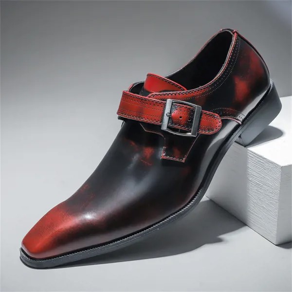 Новинка мужские туфли Monk Shoes деловые кожаные туфли повседневные мужские туфли большого размера с квадратным носком из лакированной кожи