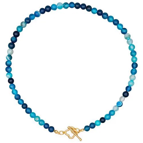 Колье Strekoza Collection, агат, длина 40 см, синий, золотой