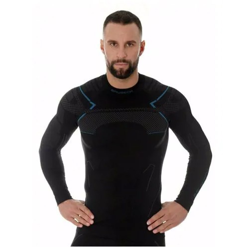 Термобелье мужское Brubeck футболка с длинным рукавом THERMO NILIT HEAT черная/голубая XL