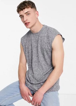 Серая меланжевая oversized-майка в рубчик ASOS DEWSIGN-Серый
