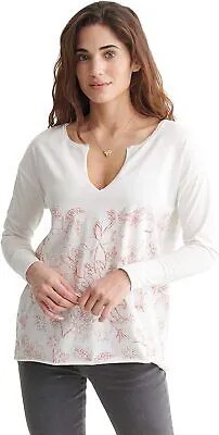 Женская футболка Lucky Brand с длинным рукавом и вырезом Let It Grow, Marshmallow, XL