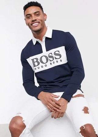Темно-синее поло BOSS Athleisure Plisy-Темно-синий