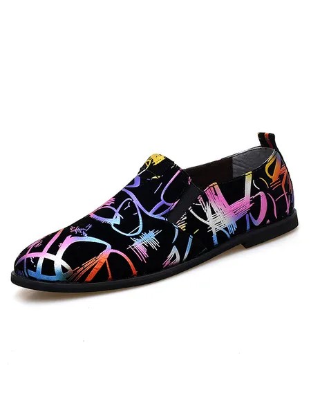 Milanoo Men's Graffiti Casual Loafers in Black