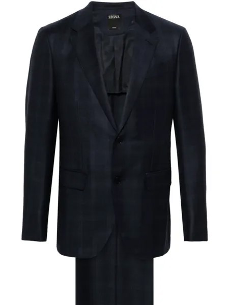 Zegna клетчатый костюм, синий