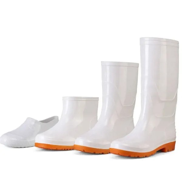 Средняя высокая трубка Белый дождь Обувь Противоскользящие Маслостойкие мужчины и женщины Шеф-повар Рабочая обувь Дождевые сапоги