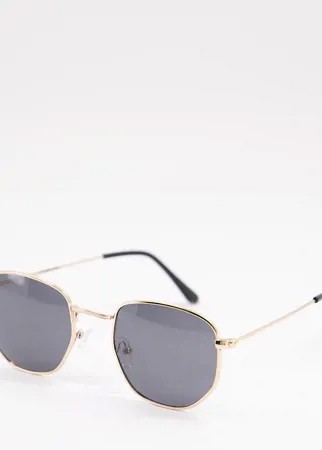 Солнцезащитные очки в шестиугольной оправе с дымчатыми стеклами South Beach-Золотистый