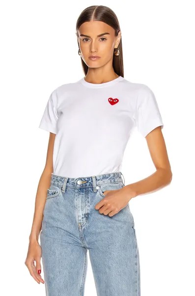 Футболка Comme des Garçons Cotton Red Emblem, белый