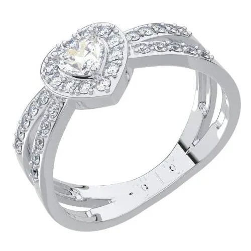 Кольцо POKROVSKY кольцо из серебра 1101574-00775, серебро, 925 проба, родирование, размер 18.5, бесцветный