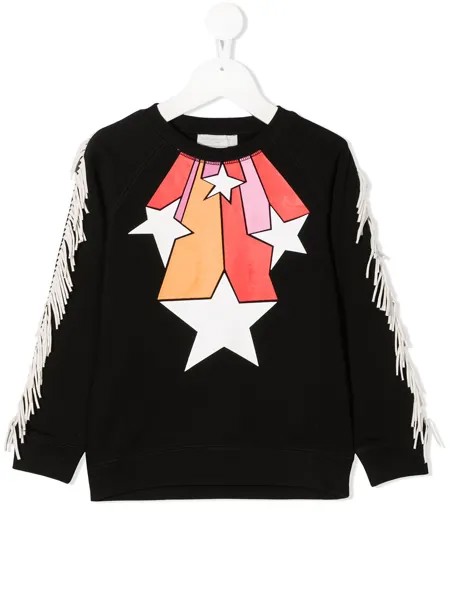Stella McCartney Kids толстовка с бахромой и принтом
