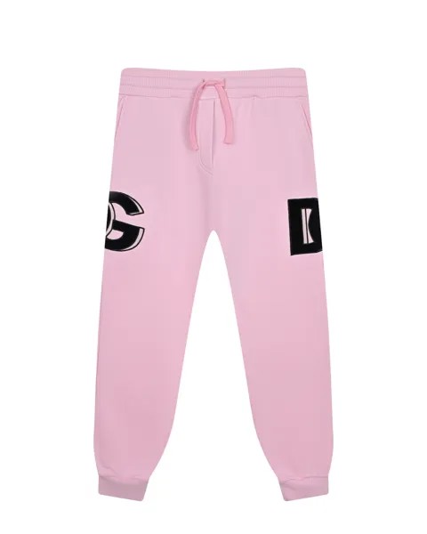 Розовые спортивные брюки с лого по бокам Dolce&Gabbana