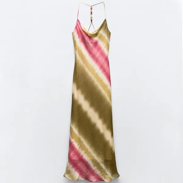 Платье Zara Tie-dye Midi Slip, мультиколор