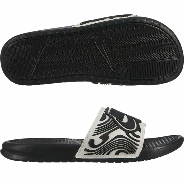 Nike Benassi Just Do It SE Slide AJ6745-100 Бело-черные мужские сандалии Шлепанцы v1