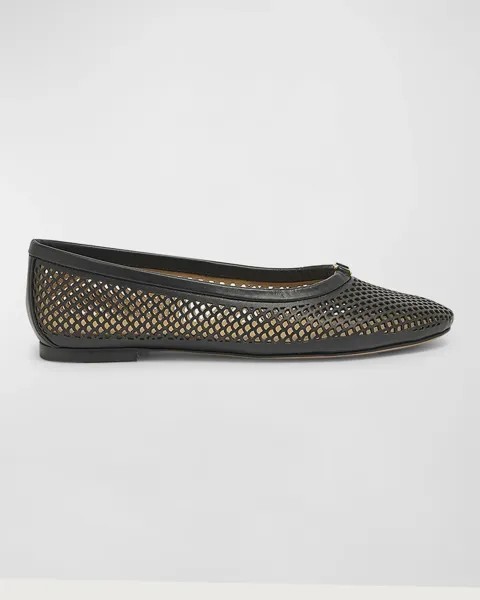 Кожаные балетки Marcie в сетку Chloé, цвет Black