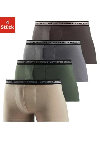 AUTHENTIC UNDERWEAR Боксеры (упаковка, 4 шт.), черный тканый пояс с надписью-логотипом, коричневый