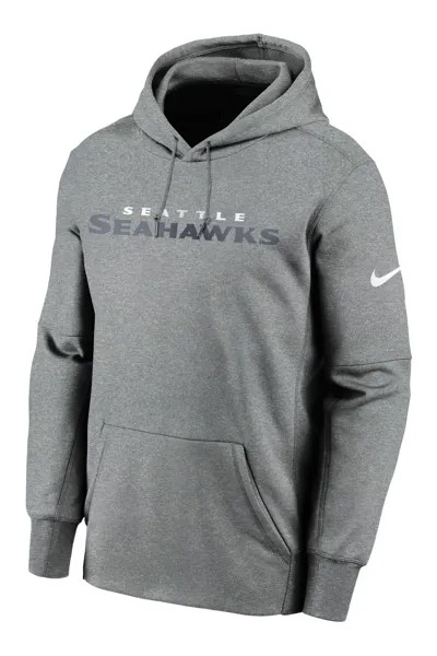 Худи Fanatics Seattle Seahawks Prime Wordmark Therma надетое поверх головы Nike Nike, серый