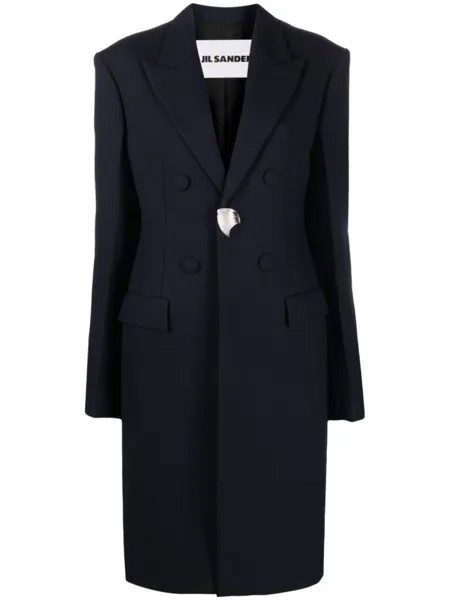 Jil Sander шерстяное пальто на пуговице, синий