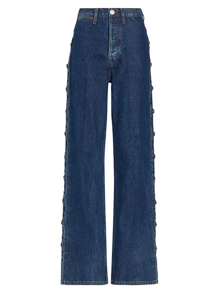 Свободные широкие джинсы с высокой посадкой в стиле вестерн Re/Done, цвет rustic indigo