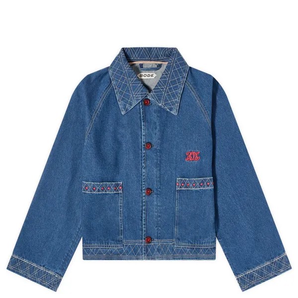 Джинсовая куртка Bode Embroidered Denim, цвет Indigo