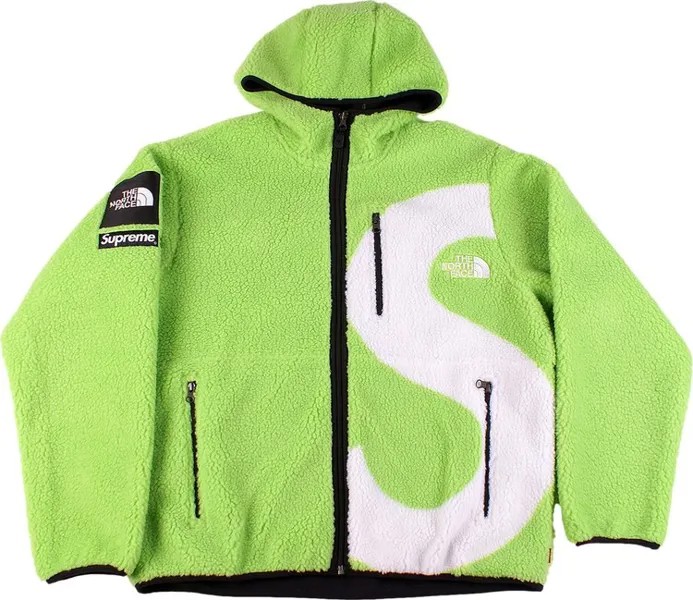 Куртка Supreme x The North Face S Logo Hooded Fleece Jacket 'Lime', зеленый