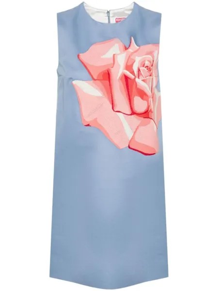 Kenzo платье мини с вышивкой Rose, синий